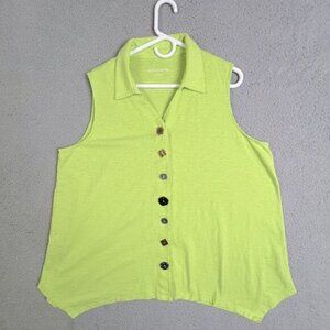 SOFT SURROUNDINGS WOMENS SLEEVELESS BLOUSE LIME GREEN SIZE 2X